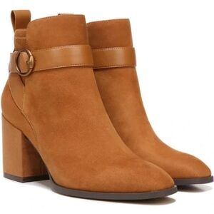 Vionic Tenley Ankle Boot Suede Leather Mid Shaft Zip Closure Toffee 8M NIB